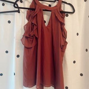 Keyhole Cutout Ruffle Blouse